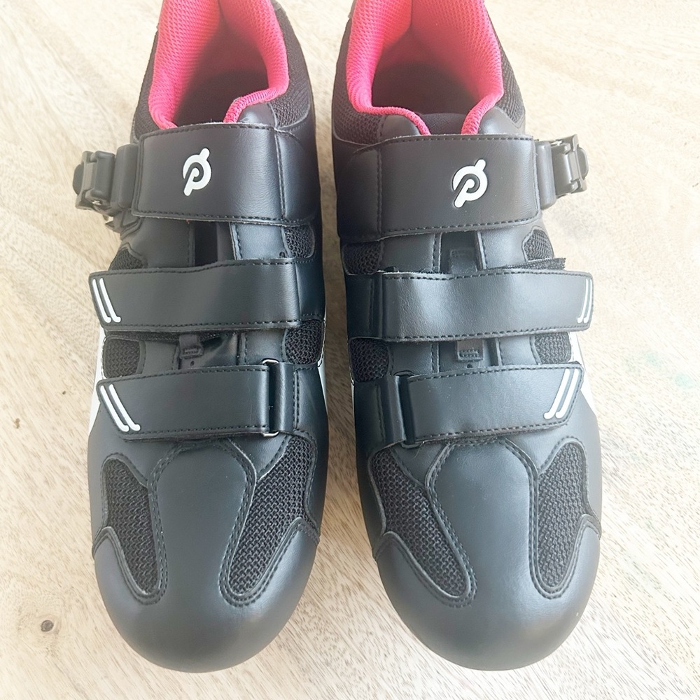 Peloton Women's Black and Pink Cycling Shoes